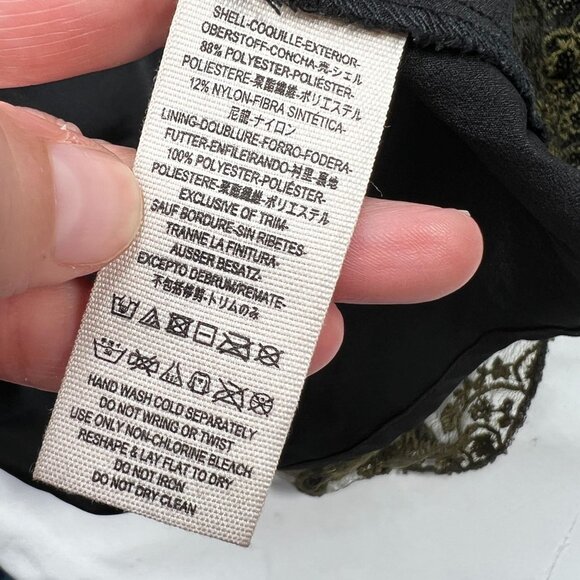 Free People Night Shimmer Lace Mini Dress Sequin Sleeveless Olive Green Black 4 - Picture 11 of 13